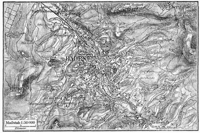 Karte der Umgebung von Baden-Baden.