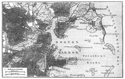 Lageplan von Boston (Massachusetts).