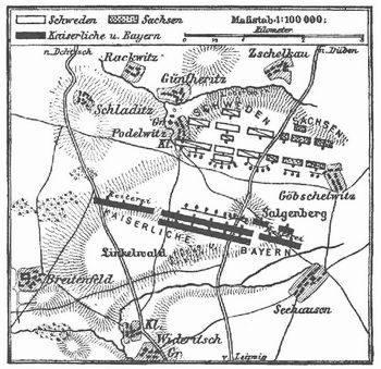 Kärtchen zur Schlacht bei Breitenfeld (17. Sept. 1631).