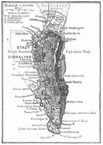 Kärtchen der Halbinsel Gibraltar.