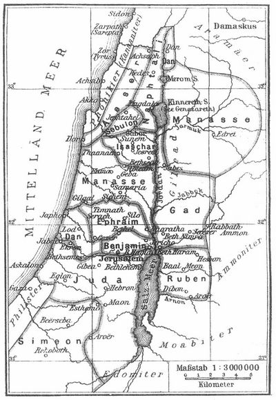 Gebiete der zwölf Stämme Israels.