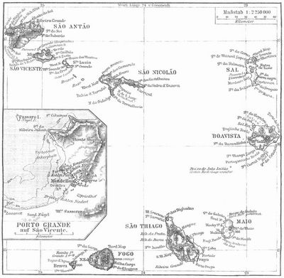 Situationskarte der Kapverdischen Inseln.