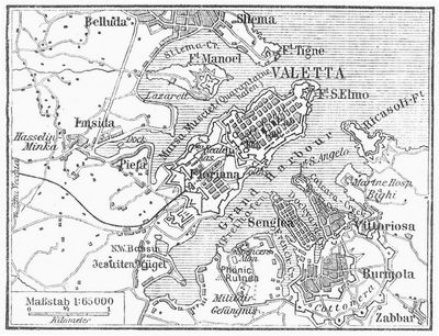 Lageplan von La Valetta (Malta).