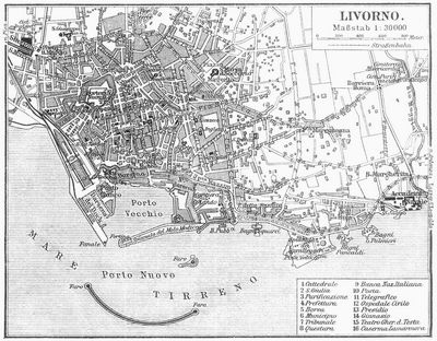 Lageplan von Livorno.