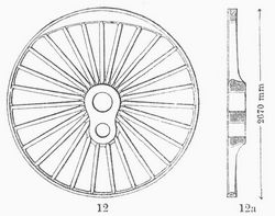 Fig. 12. Radstern eines Lokomotivtreibrades mit Gegengewicht. Ansicht. Fig. 12a. Durchschnitt.