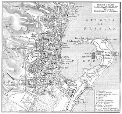 Lageplan von Messina.
