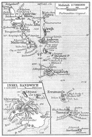 Karte der Neuen Hebriden.