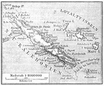 Karte von Neukaledonien und den Loyaltyinseln.