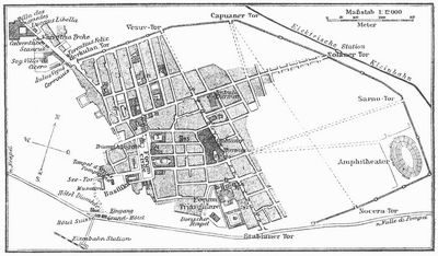 Plan der Ausgrabungen in Pompeji bis 1906.