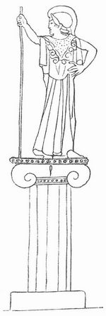 Fig. 2. Athenastatue auf einer Säule der Akropolis. Vasenbild.