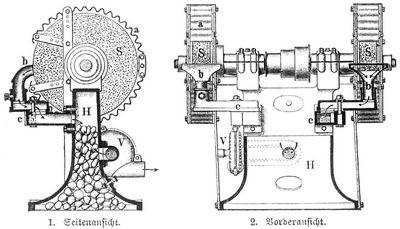 Fig. 1 und 2. Schleifmaschine mit Absauger.