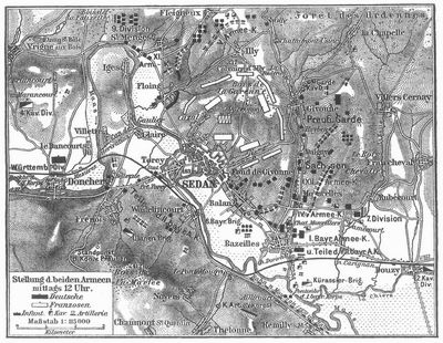 Karte zur Schlacht bei Sedan (1. September 1870).