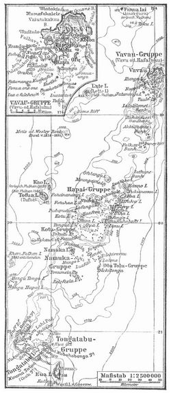 Karte des Tongaarchipels.