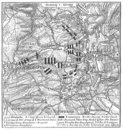 Karte zur Schlacht bei Wörth (6. August 1870).