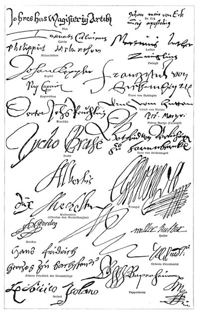 Autographen berühmter Personen I. Reformatoren, Männer des Dreissigjährigen Krieges, Gelehrte.