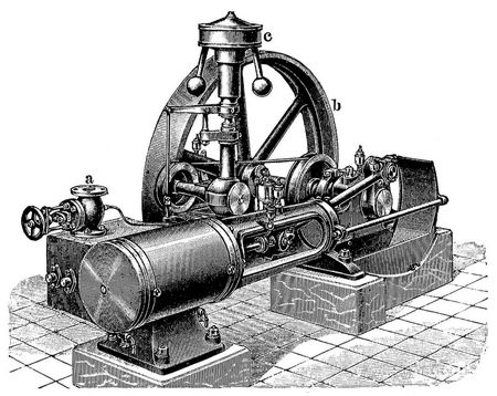 9. Liegende Einzylinder-Dampfmaschine.