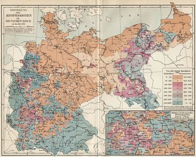Verteilung der Konfessionen im Deutschen Reich.