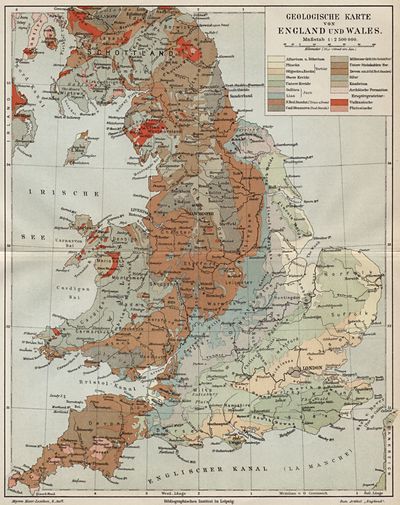 Geologische Karte von England und Wales.