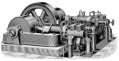 8. Einfachwirkender Viertaktzwillingsgasmotor.