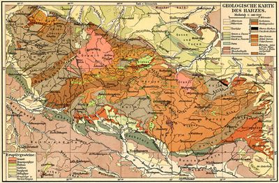Geologische Karte des Harzes.