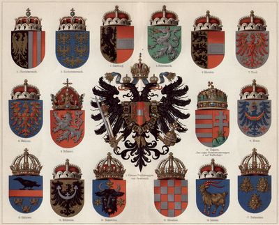 Österreichisch-Ungarische Länderwappen.