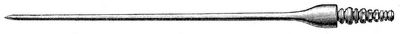 2. Indischer Stahlgriffel mit scharfer Spitze zum Einritzen von Schrift in Palmblätter. Gebrauch in Indien nachweisbar erst für das 9. Jahrh. n.Chr.