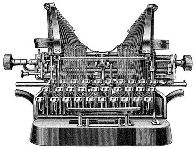 4. Oliver-Schreibmaschine mit sichtbarer Schrift Vorderansicht.