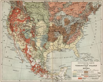 Geologische Karten von den Vereinigten Staaten und Mexiko.